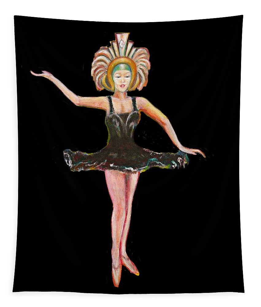 Dance Tapestry featuring the painting Dancer in the Black Tutu by Tom Conway