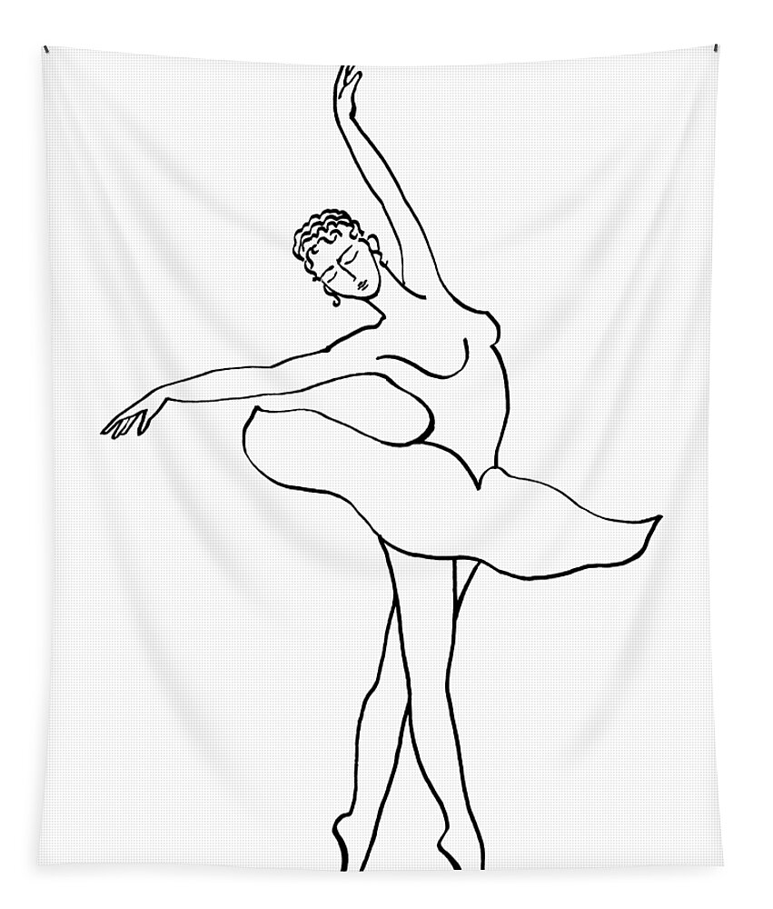 Ballerina Tapestry featuring the painting Dancing Ballerina Silhouette by Irina Sztukowski