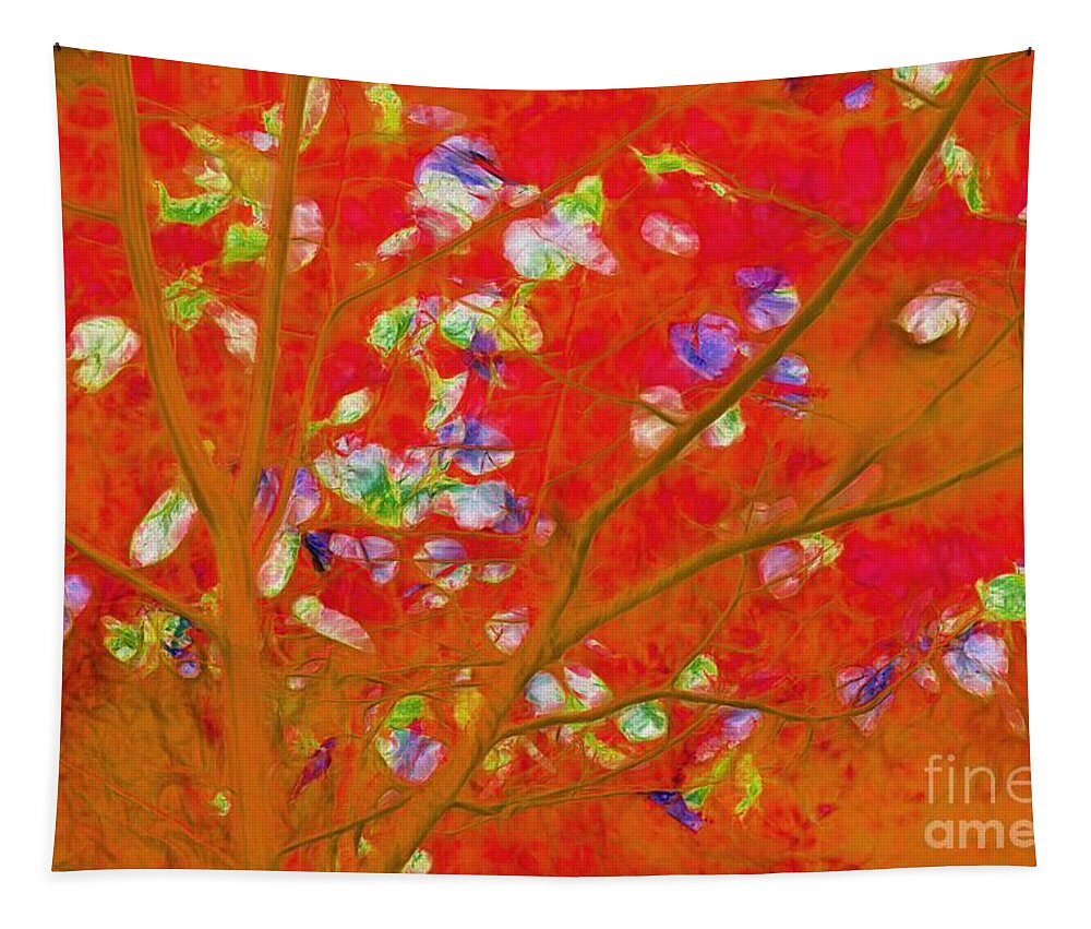 Red Tapestry featuring the digital art Dancing in the Wind 01 - 341 by Variance Collections