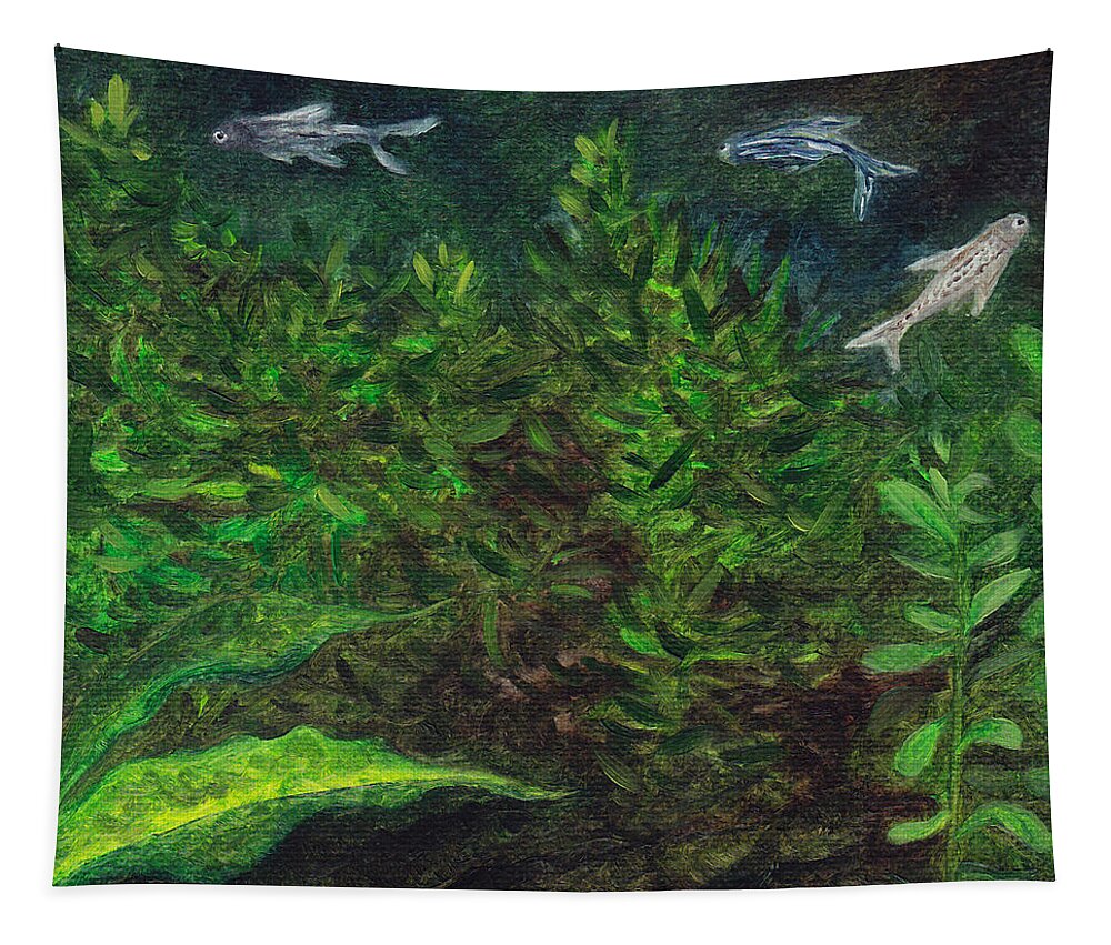 Aquarium Tapestry featuring the painting Danios by FT McKinstry