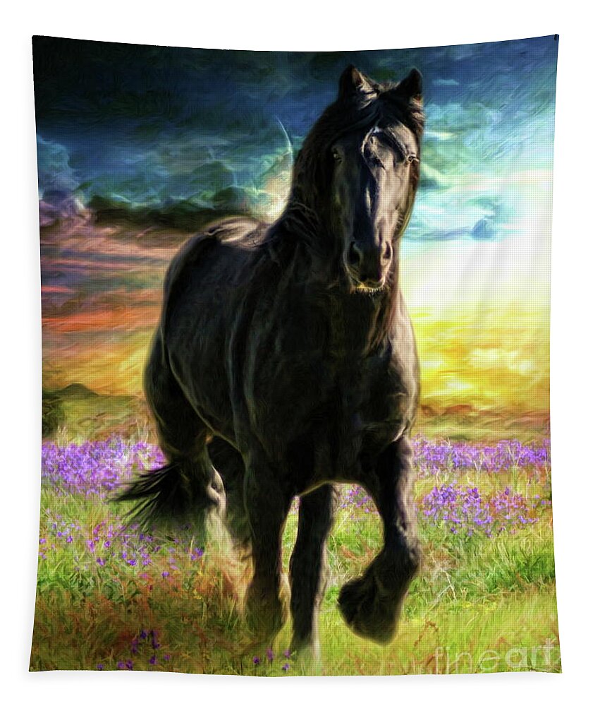 Friesian Tapestry featuring the digital art Darkness Descending by Trudi Simmonds