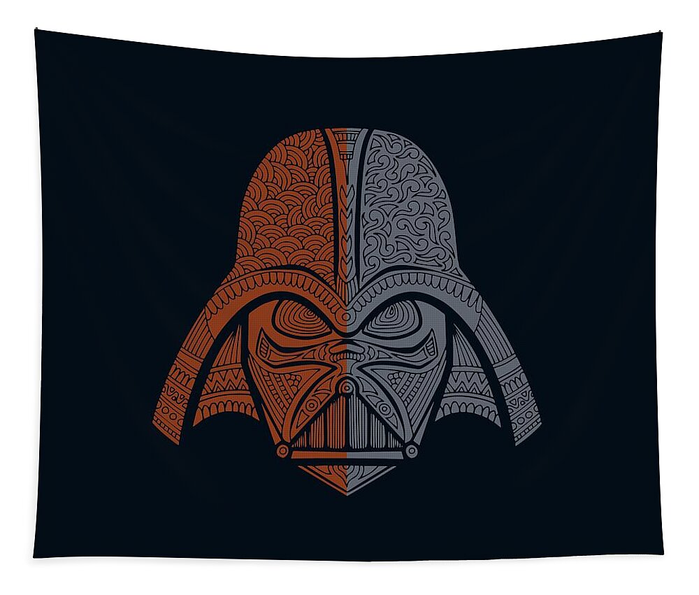 Darth Vader Tapestry featuring the mixed media Darth Vader - Star Wars Art - Blue Red by Studio Grafiikka