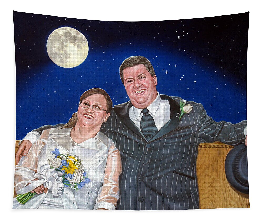 Dave Tapestry featuring the painting Dave and Sue in oil painting by Christopher Shellhammer