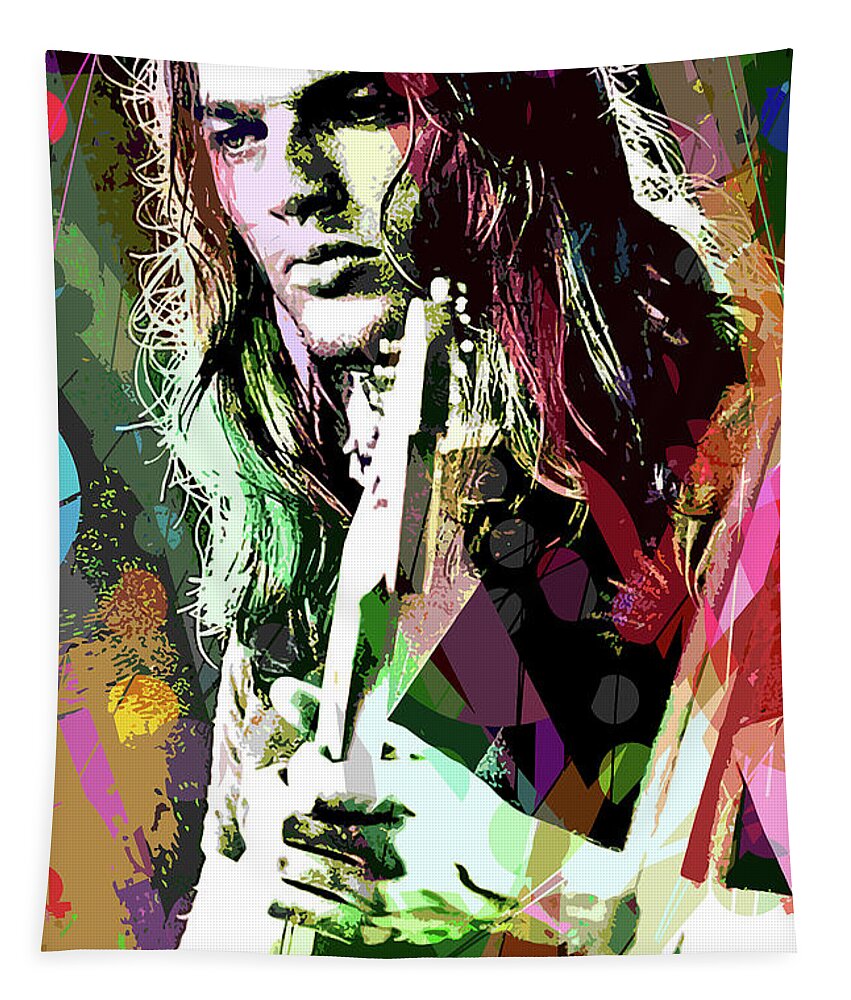 David Gilmour Tapestry featuring the painting Dave Gilmour Dark Side by David Lloyd Glover