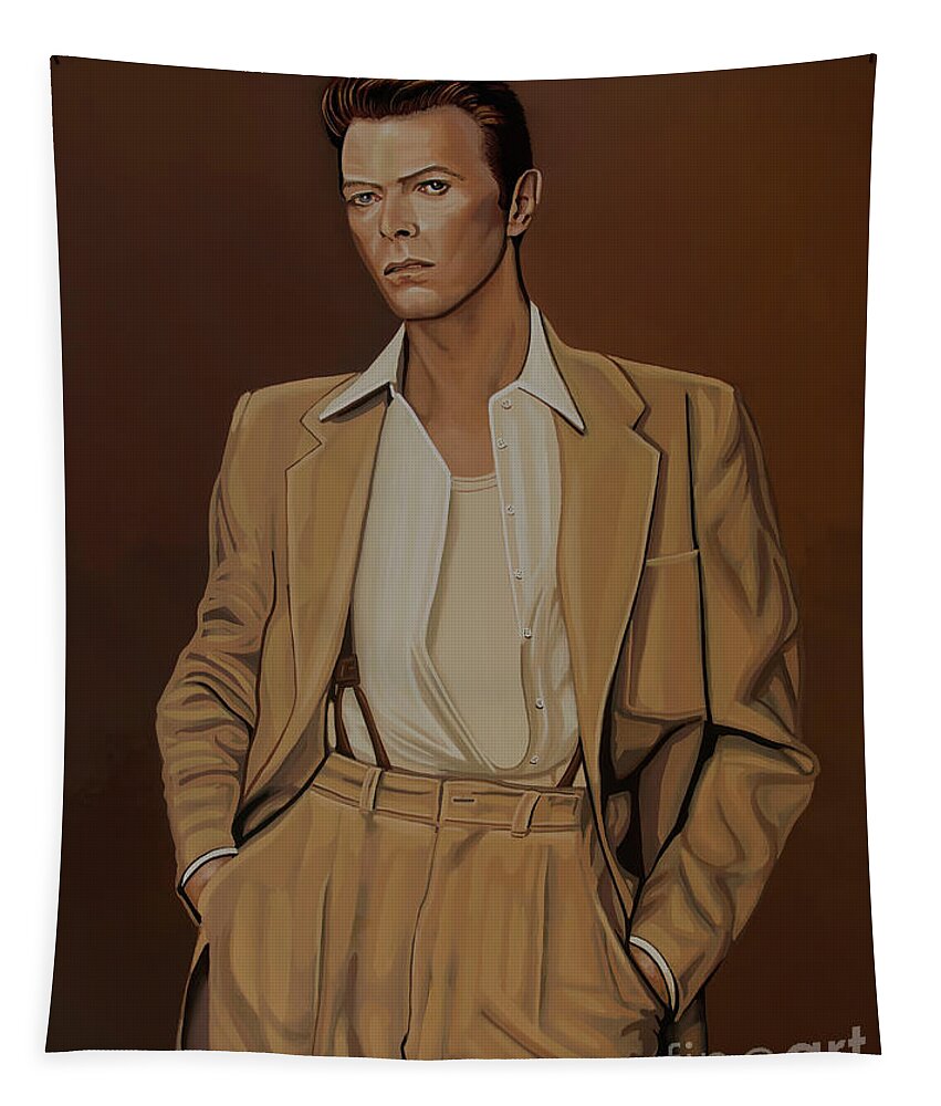 David Bowie Tapestry featuring the painting David Bowie Four Ever by Paul Meijering