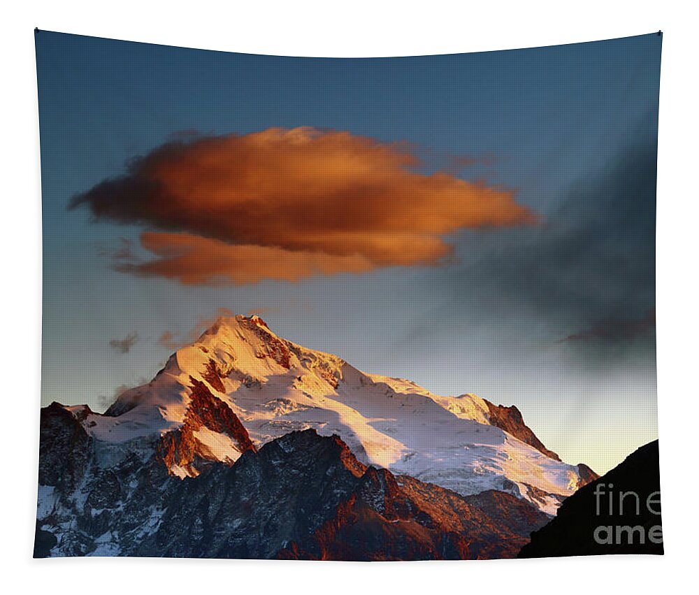 Bolivia Tapestry featuring the photograph Dawn Cloud Above Mt Huayna Potosi 2 by James Brunker