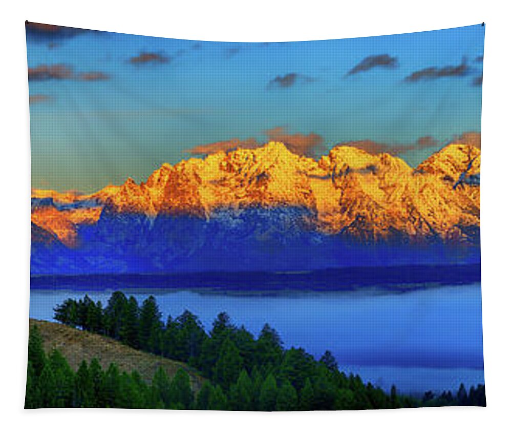 Grand Teton National Park Tapestry featuring the photograph Dawn on the Tetons by Greg Norrell