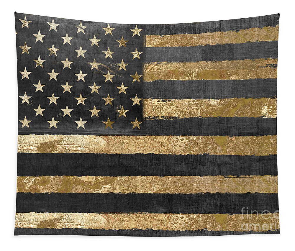 American Flag Tapestry featuring the painting Dawn's Early Light by Mindy Sommers