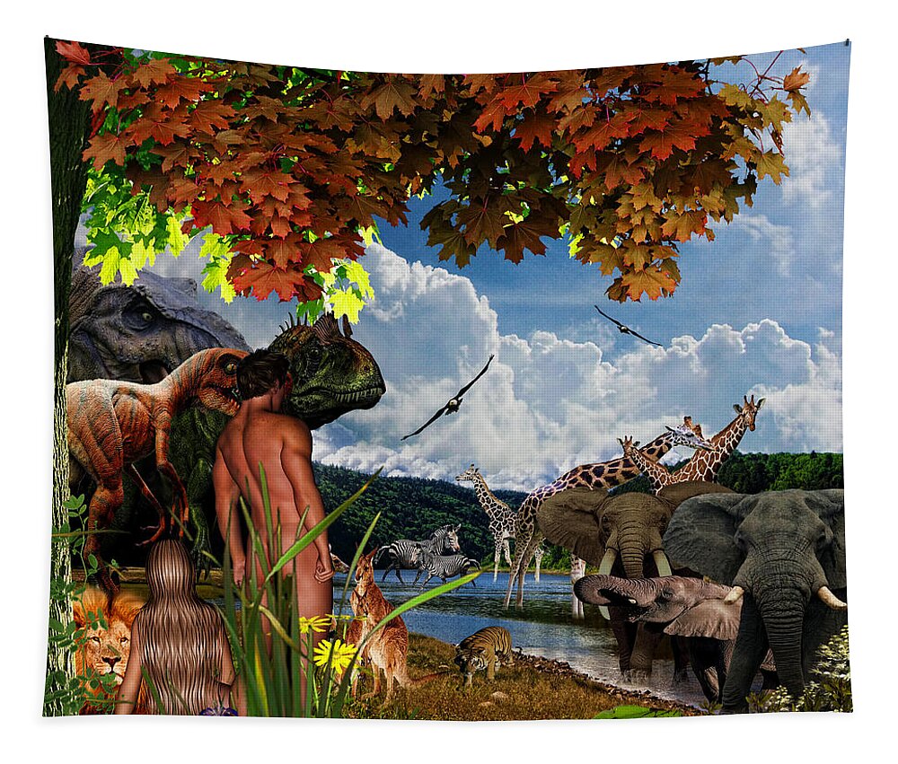 God's Creation Tapestry featuring the digital art Day 6 II by Lourry Legarde