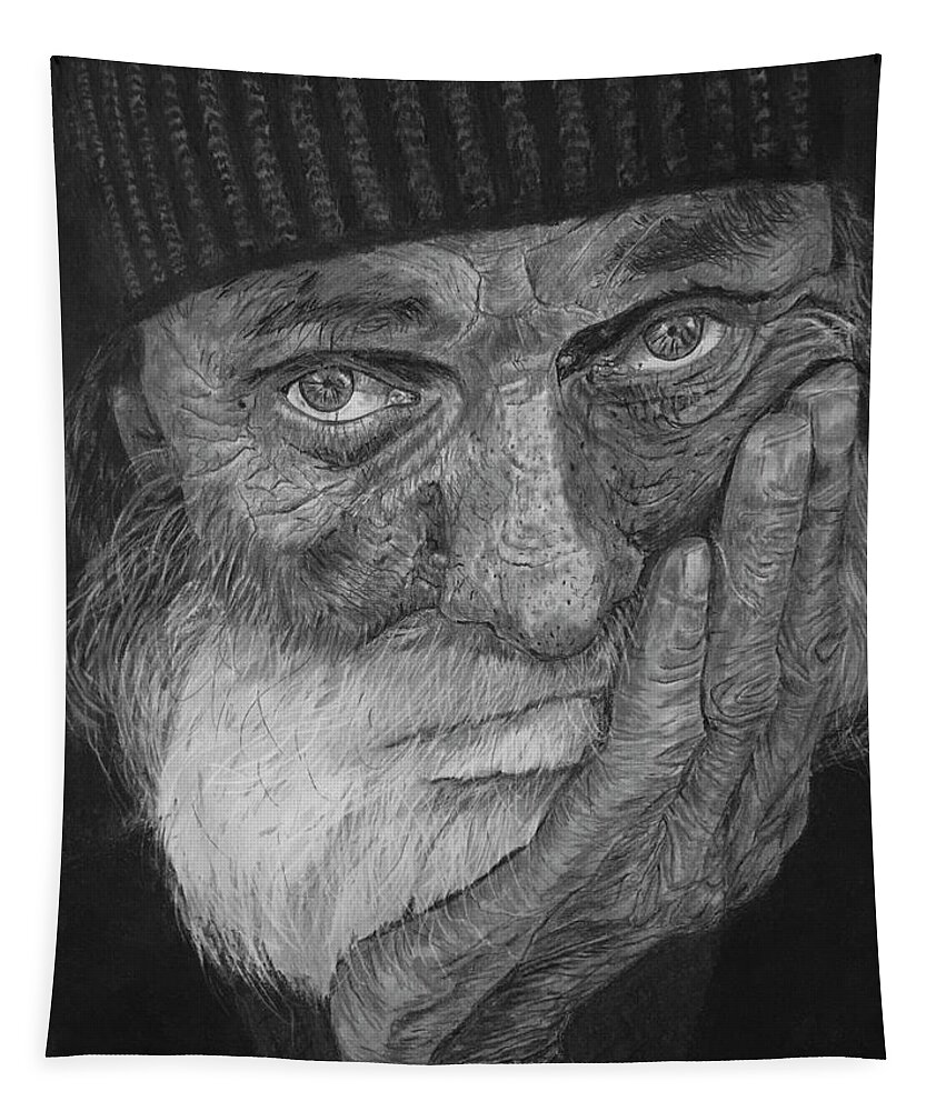 Homeless Tapestry featuring the drawing Mr. Mike by Quwatha Valentine