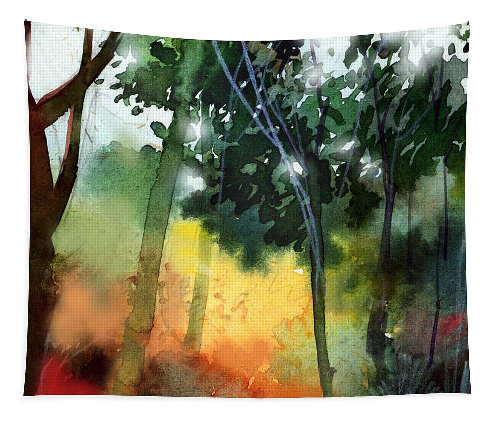 Water Color Tapestry featuring the painting Daybreak by Anil Nene