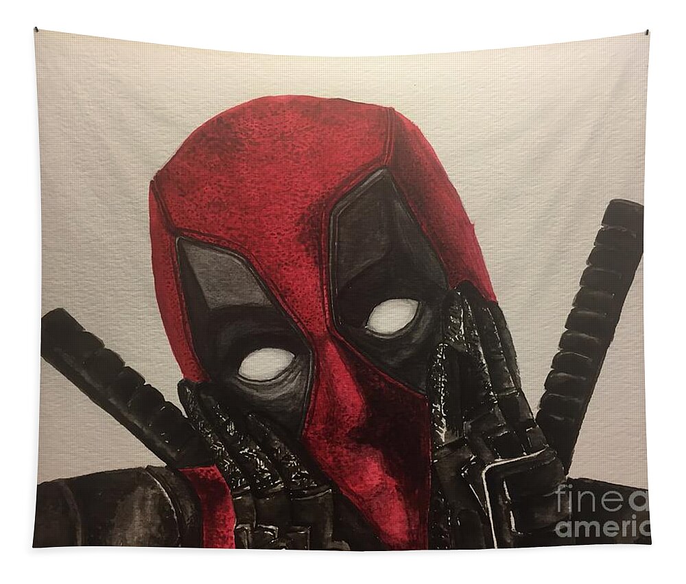 Deadpool Tapestry featuring the painting Deadpool by Tamir Barkan