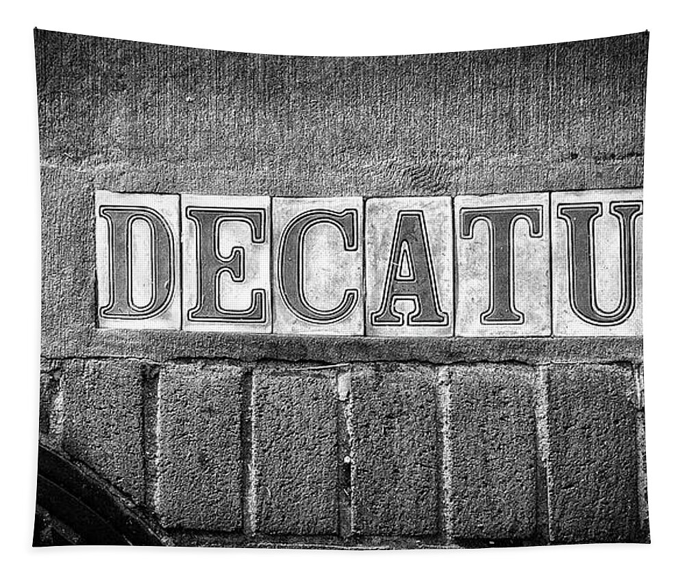 Manhole Tapestry featuring the photograph Decatur Street NOLA- BW by Kathleen K Parker