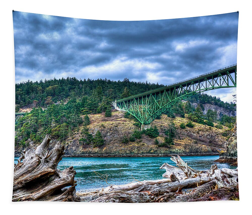 Hdr Tapestry featuring the photograph Deception Pass Bridge by David Patterson