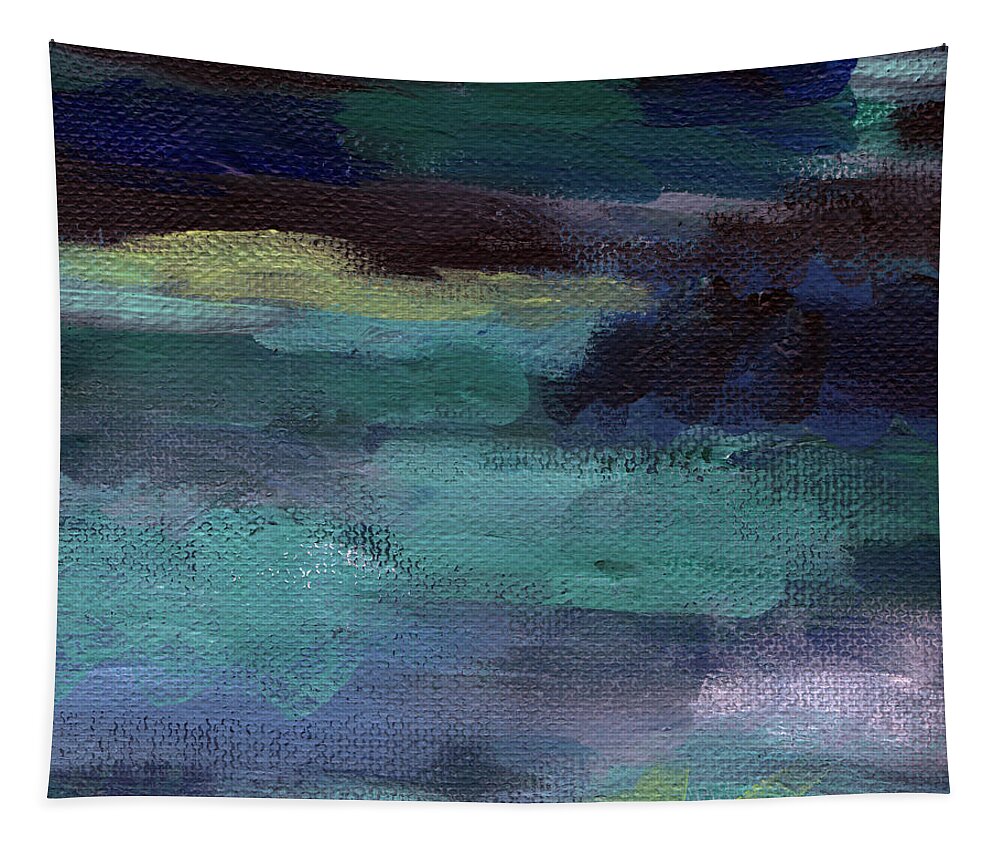 Abstract Tapestry featuring the painting Deep Dreams- abstract art by Linda Woods