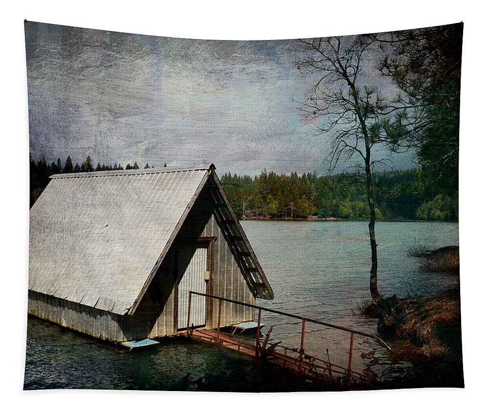 Lake Tapestry featuring the photograph Dee's Little Boat House by Pamela Patch