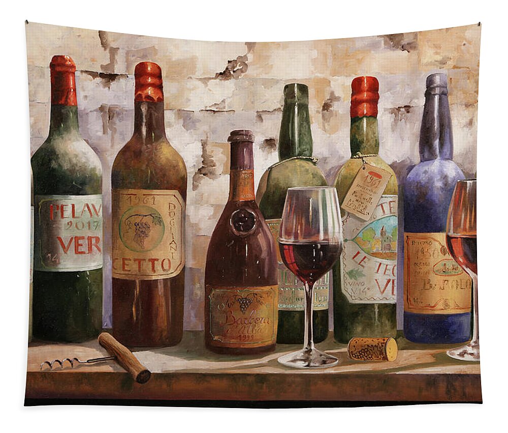 Wine Tapestry featuring the painting Del Buon Vino by Guido Borelli