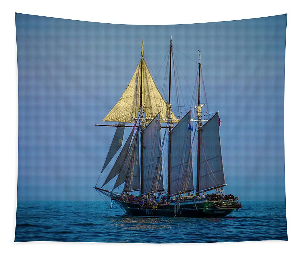 3 Masts Tapestry featuring the photograph Denis Sullivan - three masted schooner by Jack R Perry