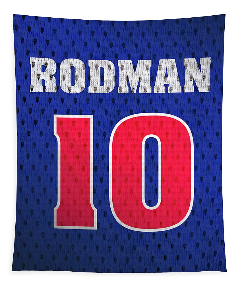 Dennis Rodman Detroit Pistons Number 10 Retro Vintage Jersey Closeup  Graphic Design Tapestry by Design Turnpike - Pixels Merch