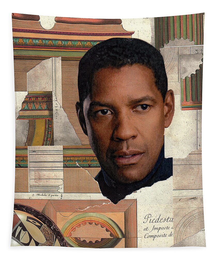 Collage Tapestry featuring the digital art Denzel by John Vincent Palozzi