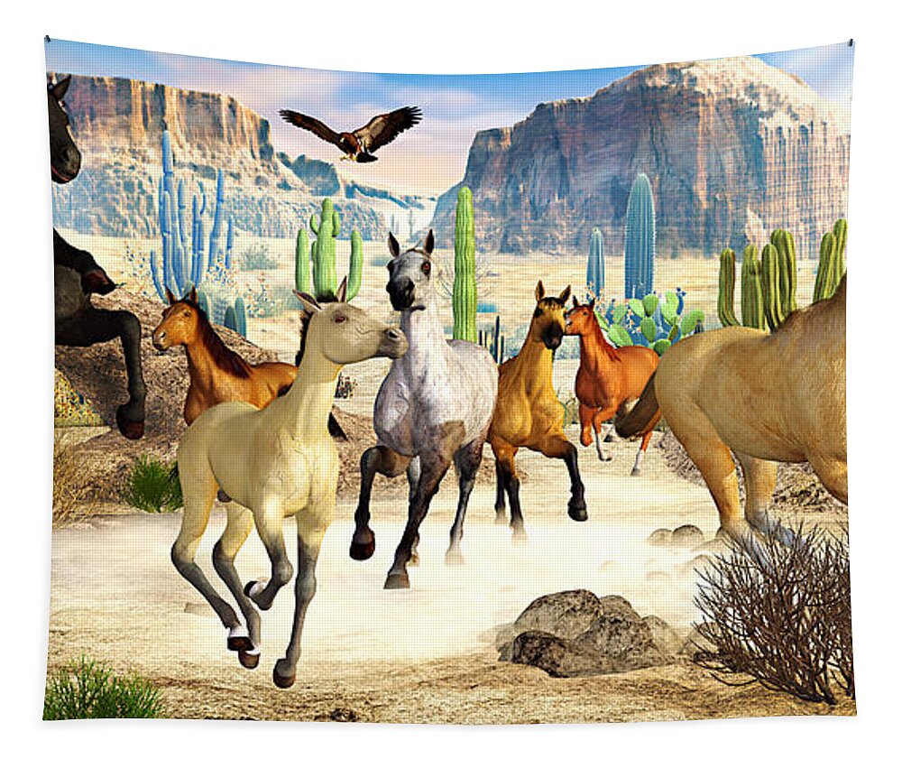 Horses Tapestry featuring the photograph Desert Horses by Peter J Sucy