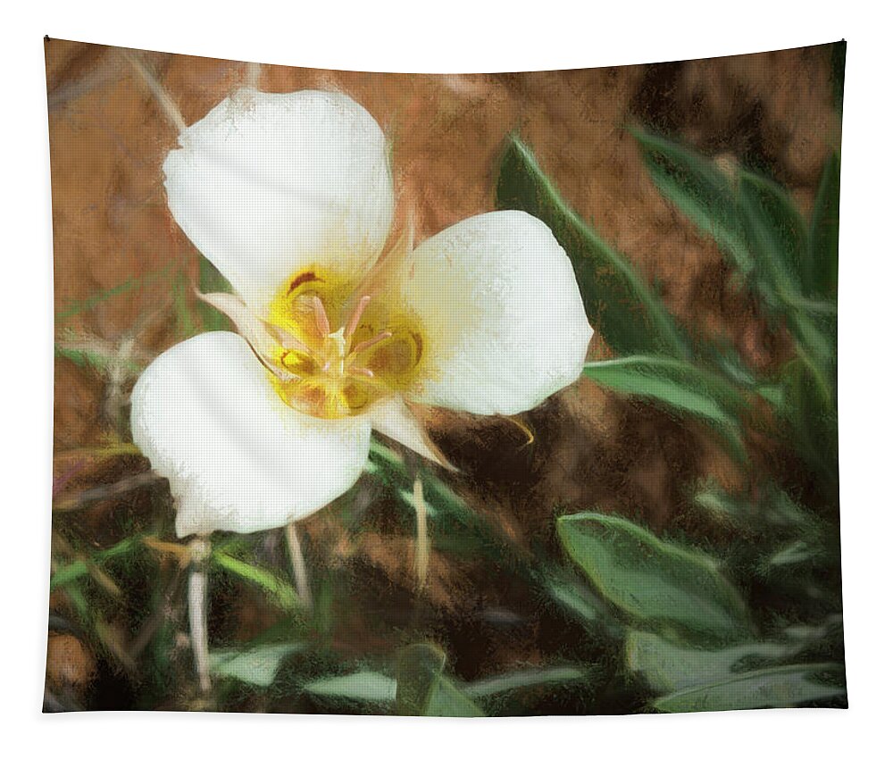 Flowers Tapestry featuring the painting Desert Mariposa Lily by Penny Lisowski