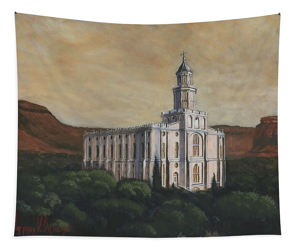 Lds Tapestry featuring the painting Desert Oasis by Jeff Brimley