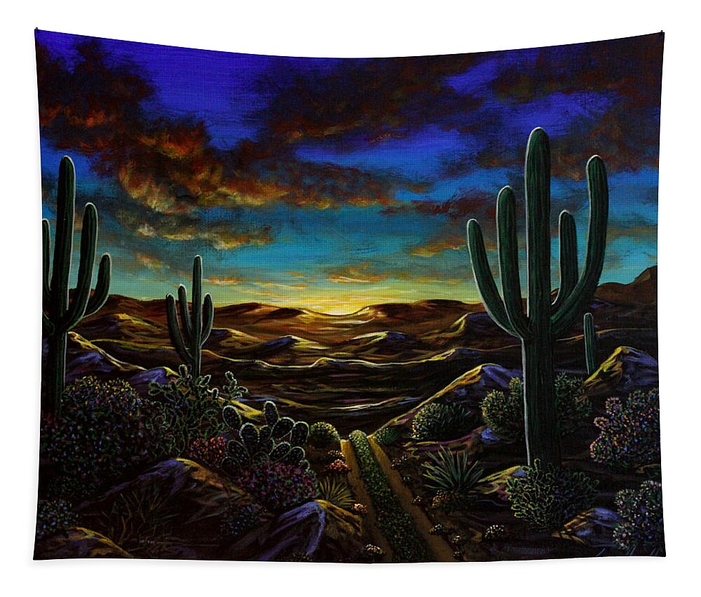 Desert Trail Tapestry featuring the painting Desert Trail by Lance Headlee