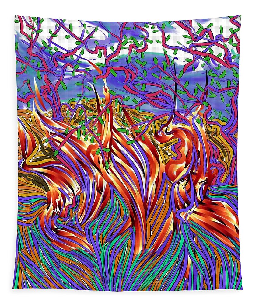 Landscape Tapestry featuring the digital art Desert Wildfire by Angela Weddle