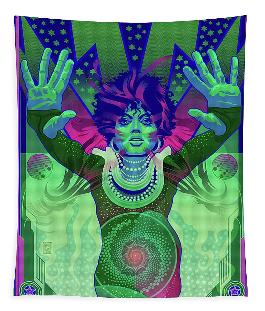 Psychedelic Art Tapestry featuring the digital art Diana Ross Detroit Motown Sound by Garth Glazier