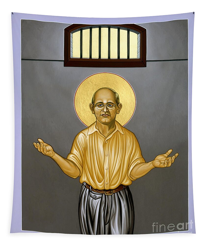 Dietrich Bonhoeffer Tapestry featuring the painting Dietrich Bonhoeffer - LWDIB by Lewis Williams OFS