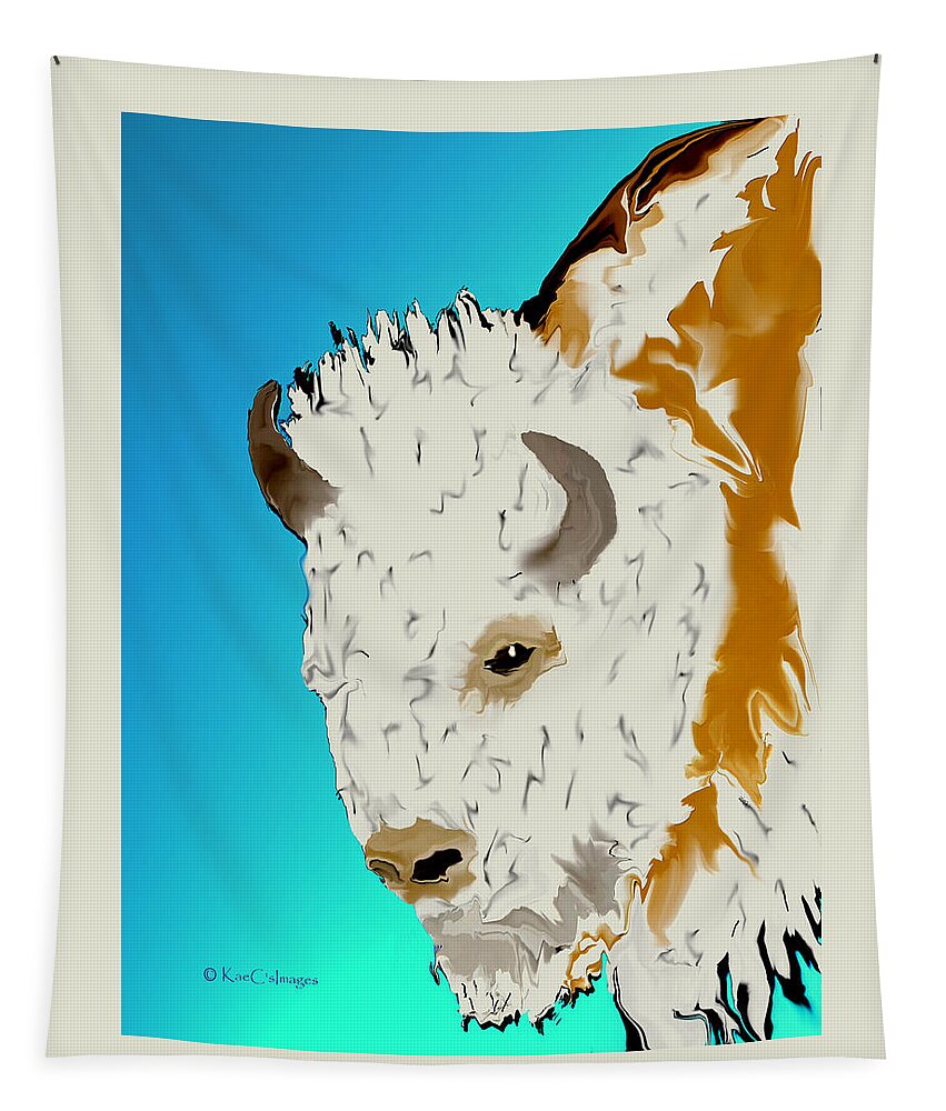 Computer Art Tapestry featuring the digital art Montana Bison 3 by Kae Cheatham