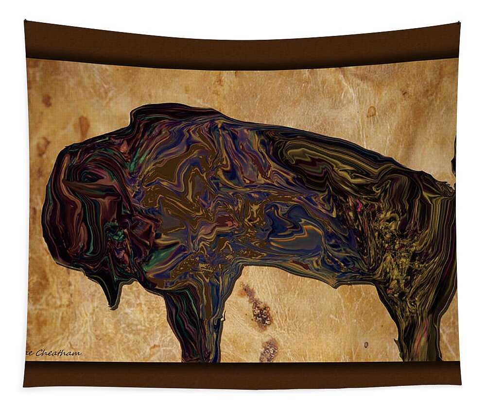 Bison Tapestry featuring the digital art Montana Bison by Kae Cheatham