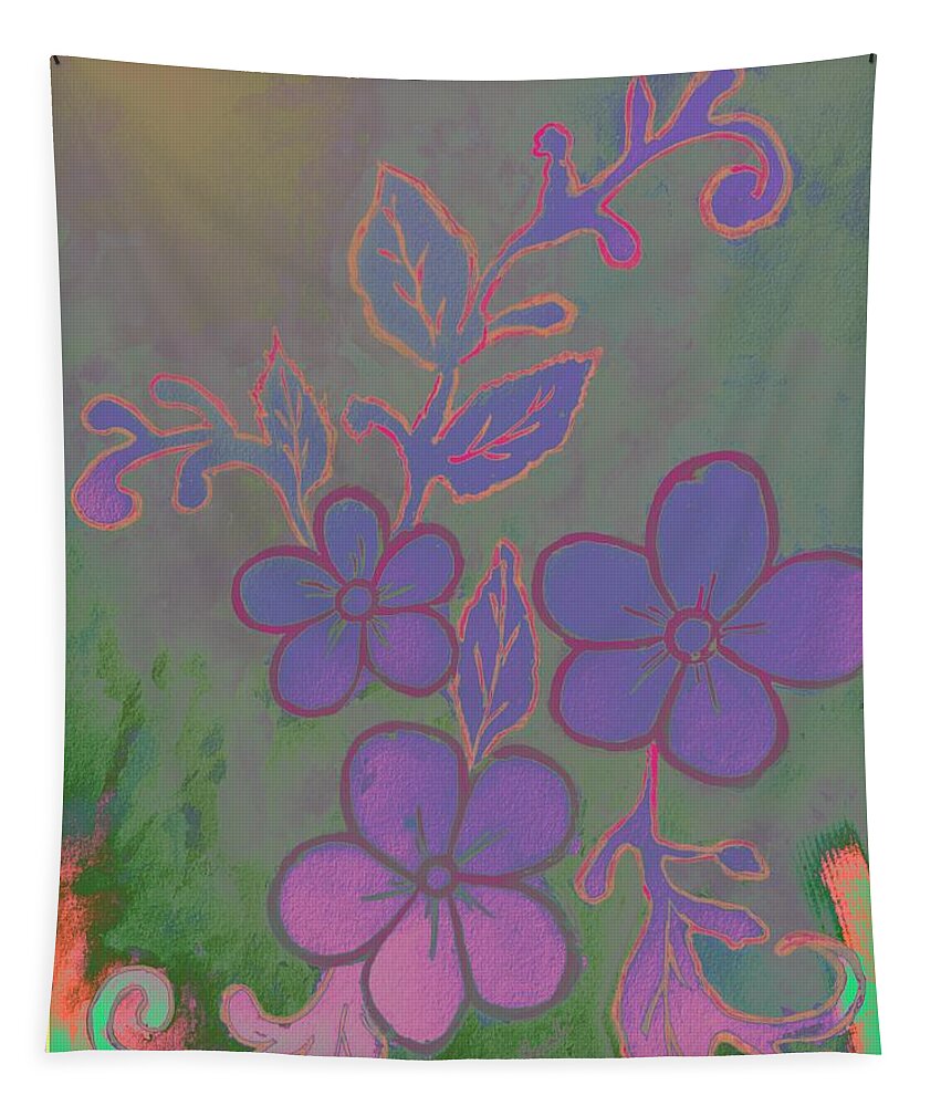 Digital Flowers Tapestry featuring the digital art Digital Flowers 3 by Sonali Gangane