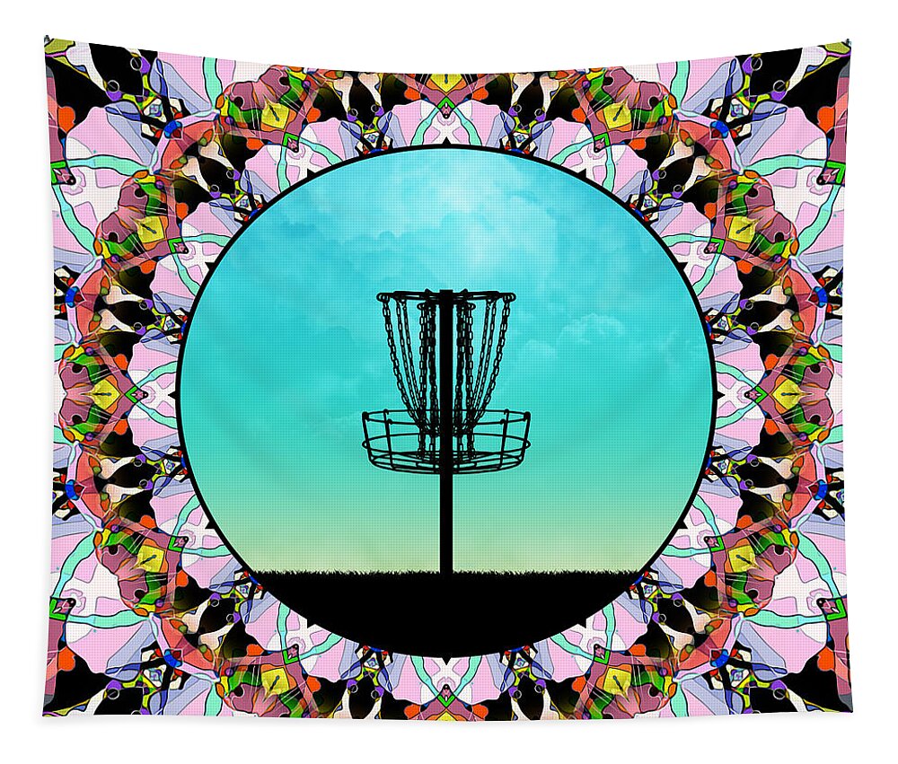 Disc Golf Tapestry featuring the digital art Disc Golf Basket by Phil Perkins