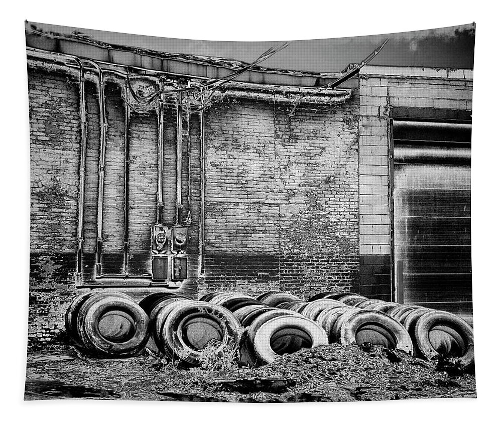 Old Tires Tapestry featuring the photograph Discarded by Leslie Montgomery