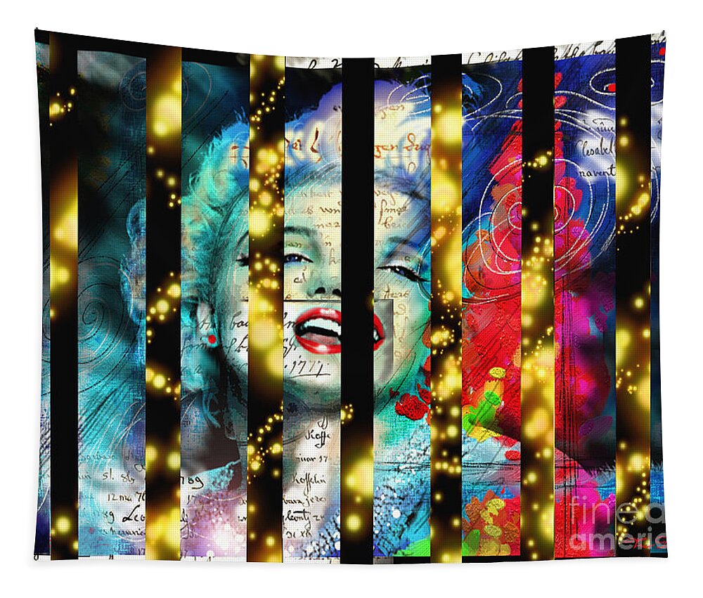 Marilyn Monroe Tapestry featuring the painting Diva A Star in Stripes by Theo Danella