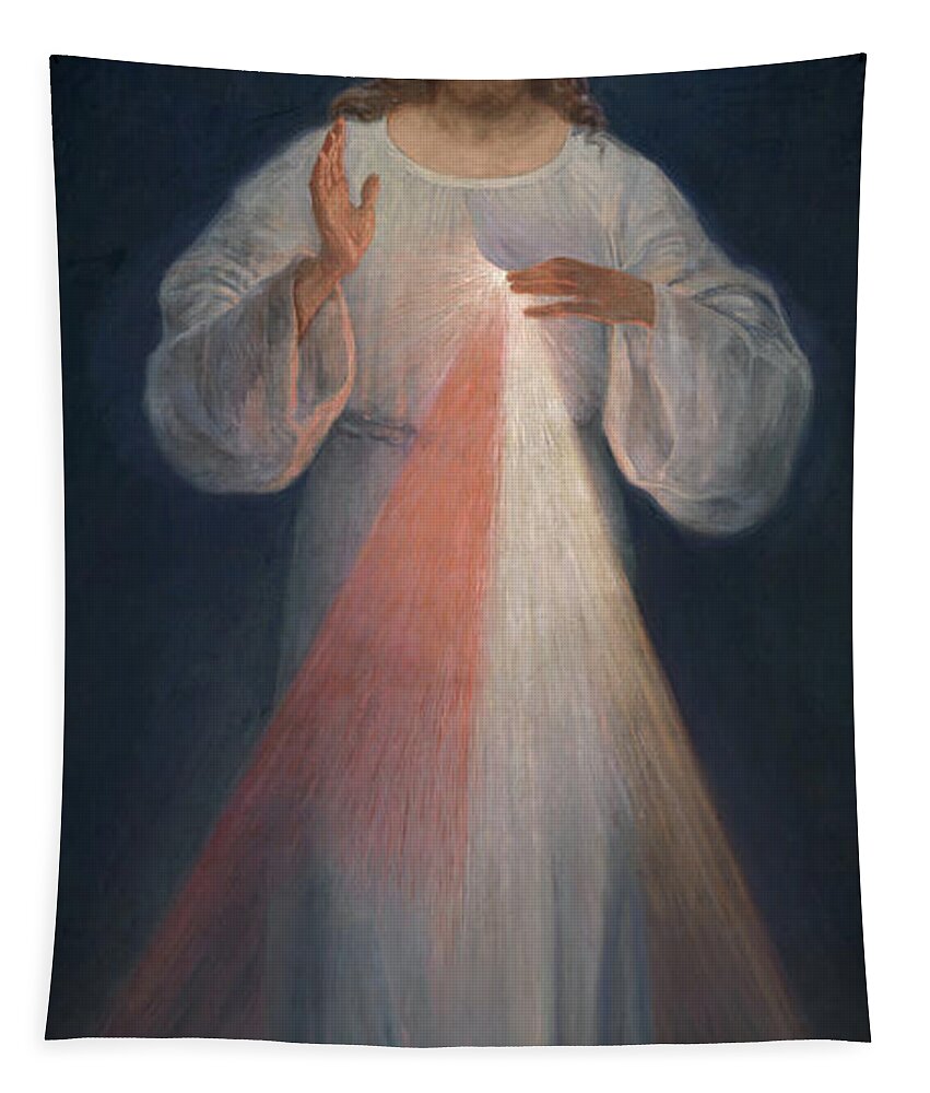 Eugene Kazimierowski Tapestry featuring the painting Divine Mercy by Eugene Kazimierowski