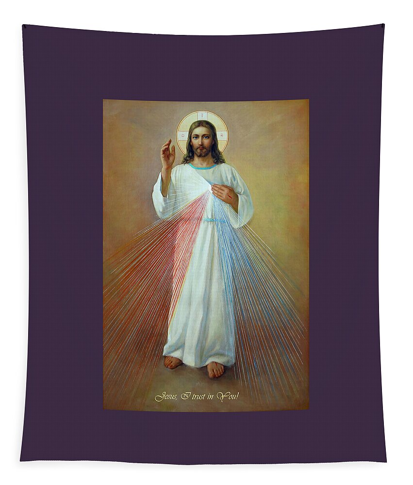 Divina Misericordia Tapestry featuring the painting Divine Mercy - Jesus I Trust in You by Svitozar Nenyuk