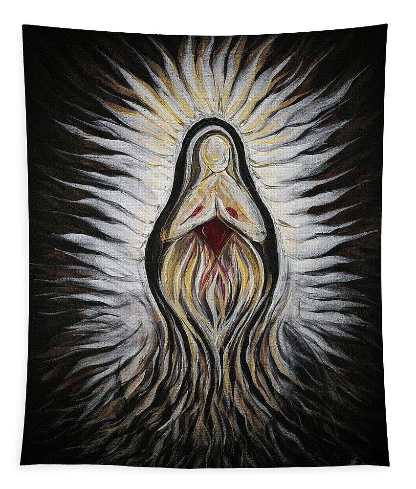 Divine Tapestry featuring the painting Divine Mother Milagro by Michelle Pier