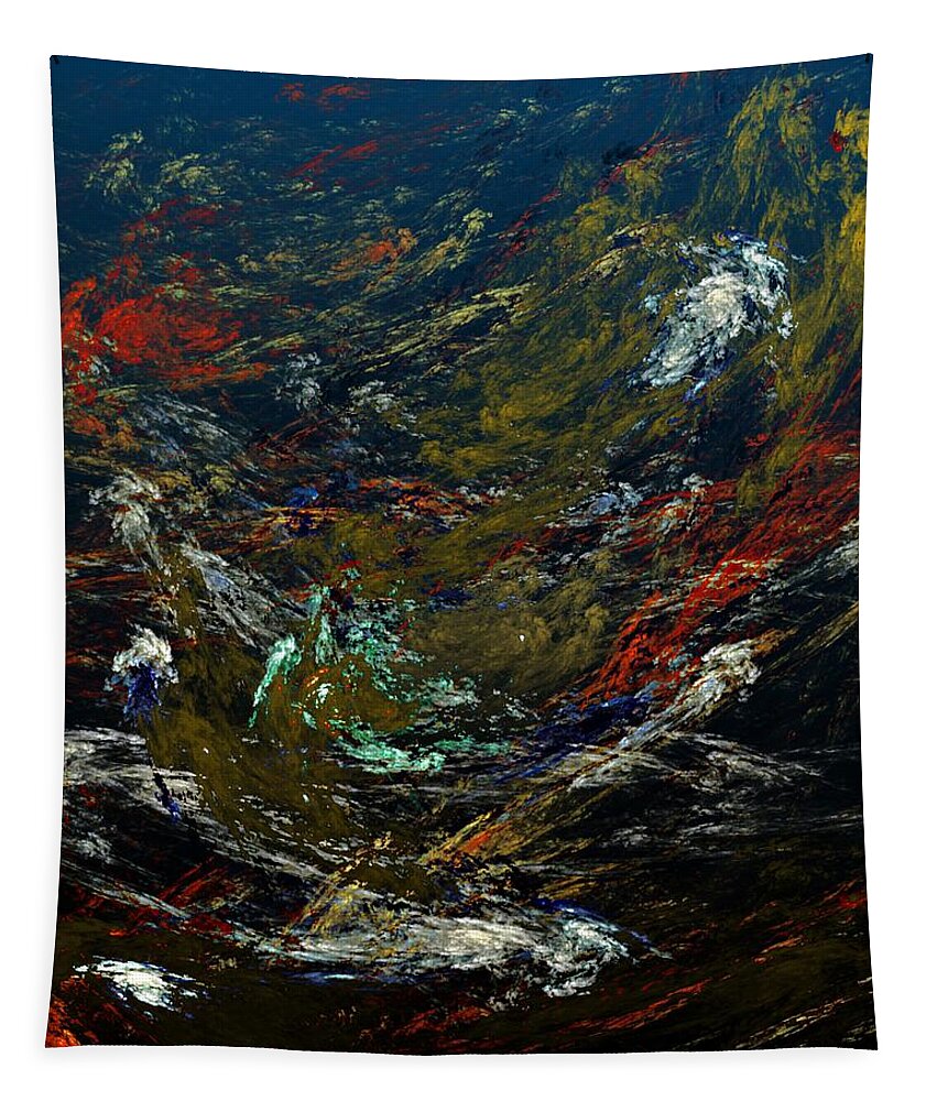 Fine Art Digital Art Tapestry featuring the digital art Diving The Reef Series - Sea Floor Abstract by David Lane