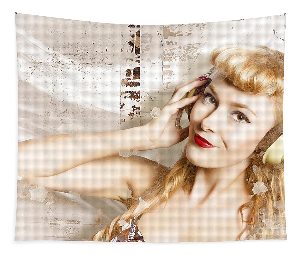 Girl Tapestry featuring the photograph DJ glamour pin-up by Jorgo Photography