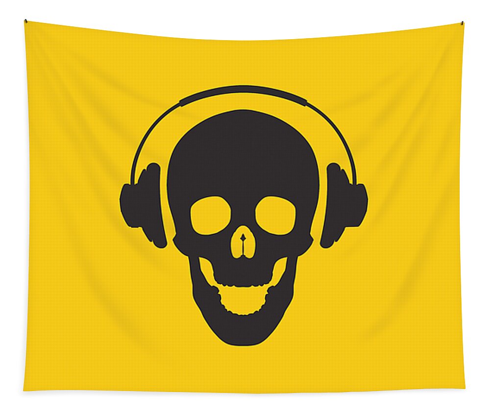 Skull Tapestry featuring the photograph DJ Skeleton by Pixel Chimp