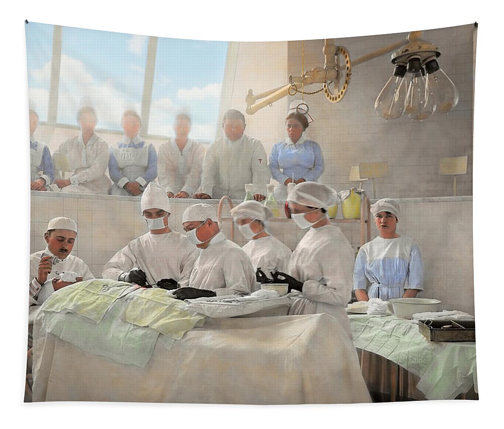 Anesthetic Tapestry featuring the photograph Doctor - Operation Theatre 1905 by Mike Savad