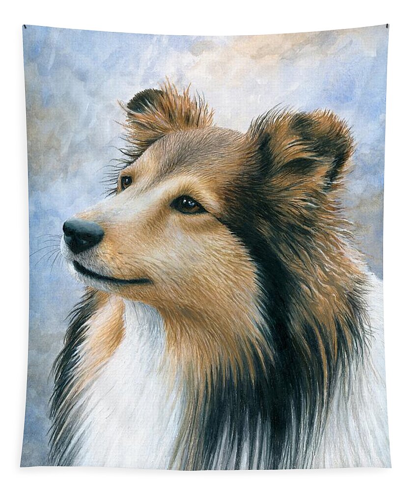Dog Tapestry featuring the painting Dog 122 by Lucie Dumas