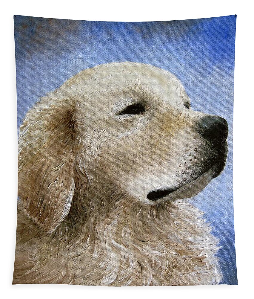 Dog Tapestry featuring the painting Dog 98 by Lucie Dumas