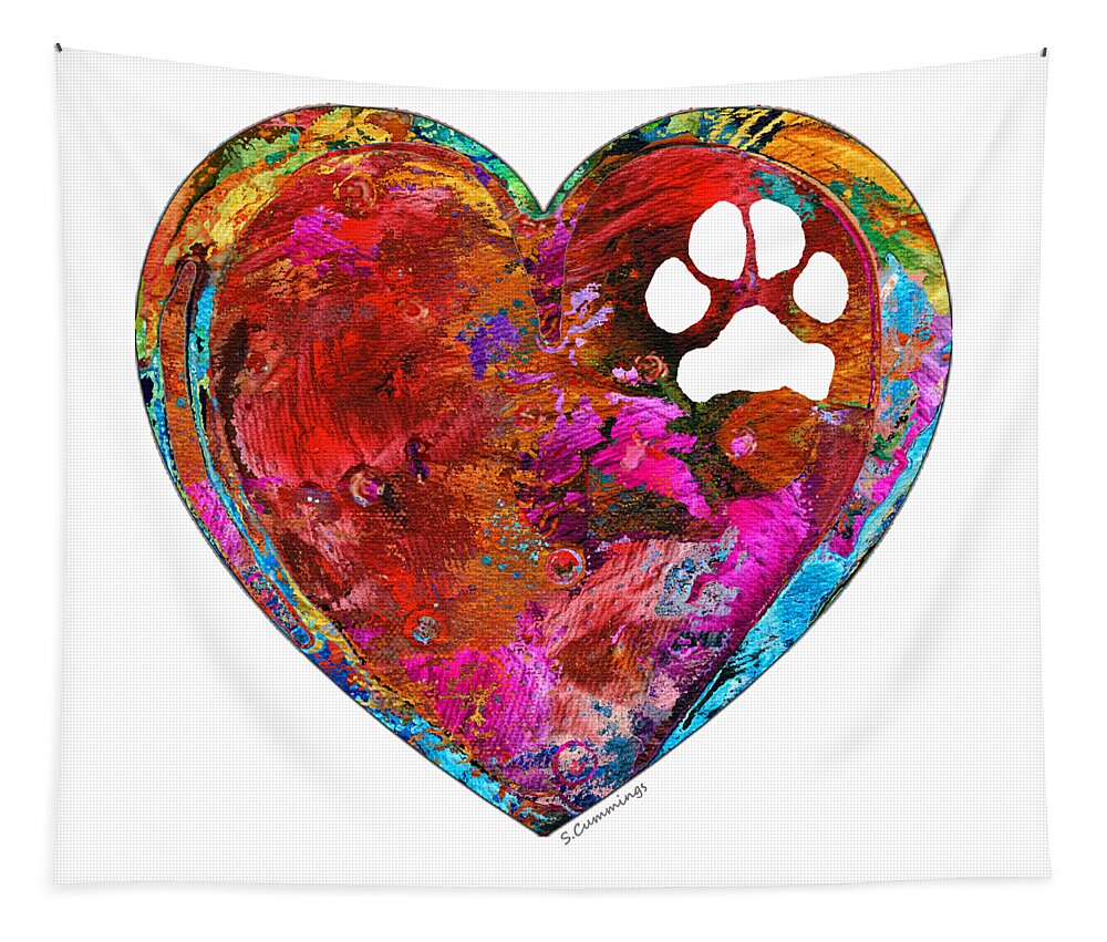 Paw Tapestry featuring the painting Dog Art - Puppy Love 2 - Sharon Cummings by Sharon Cummings