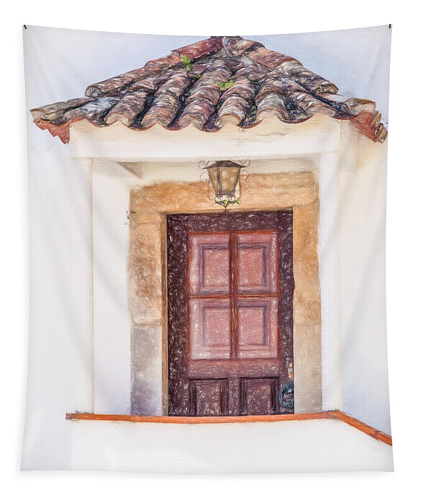 Aged Tapestry featuring the photograph Doorway of Portugal by David Letts