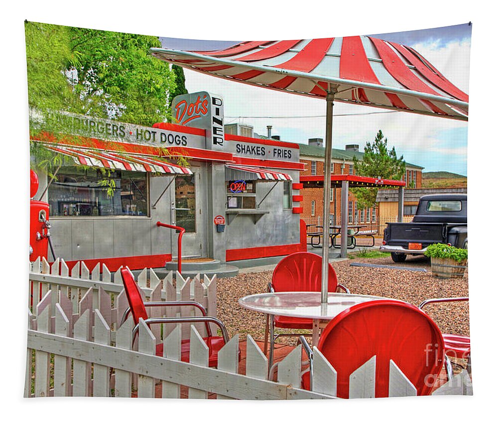 Dot's Diner Tapestry featuring the photograph Dot's Diner in Bisbee Arizona by Charlene Mitchell