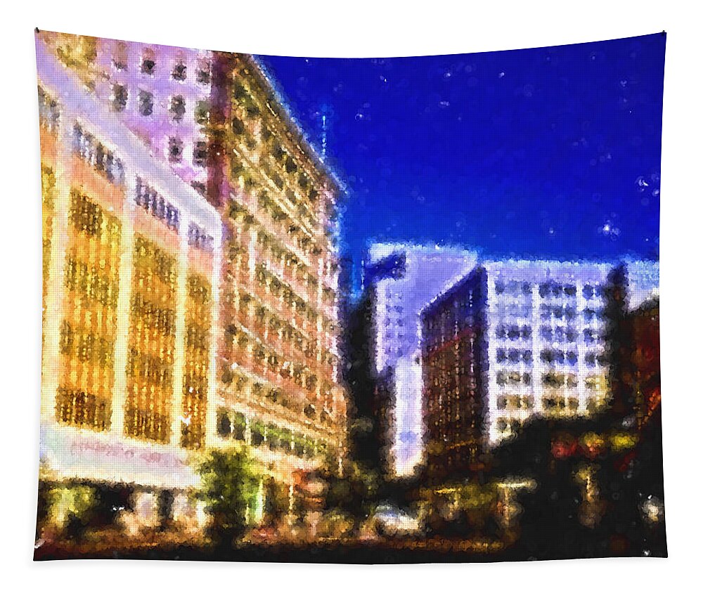 Vintage Seattle Tapestry featuring the digital art Downtown Seattle by Cathy Anderson